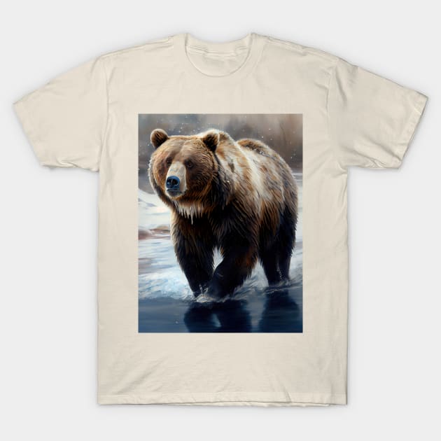 Arctic Grizzly Bear-Oil paint T-Shirt by ABART BY ALEXST 